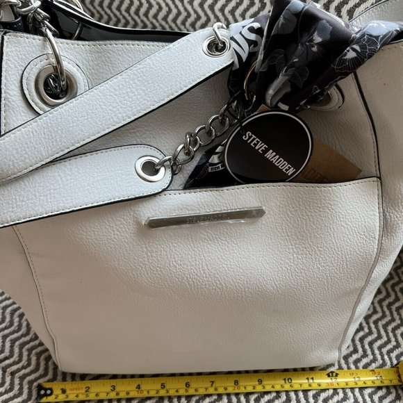 STEVE MADDEN Women's LARGE BAG PLUS PURSE WHITE HOBO BUCKET DOUBLE BAG And PURSE - Picture 2 of 8